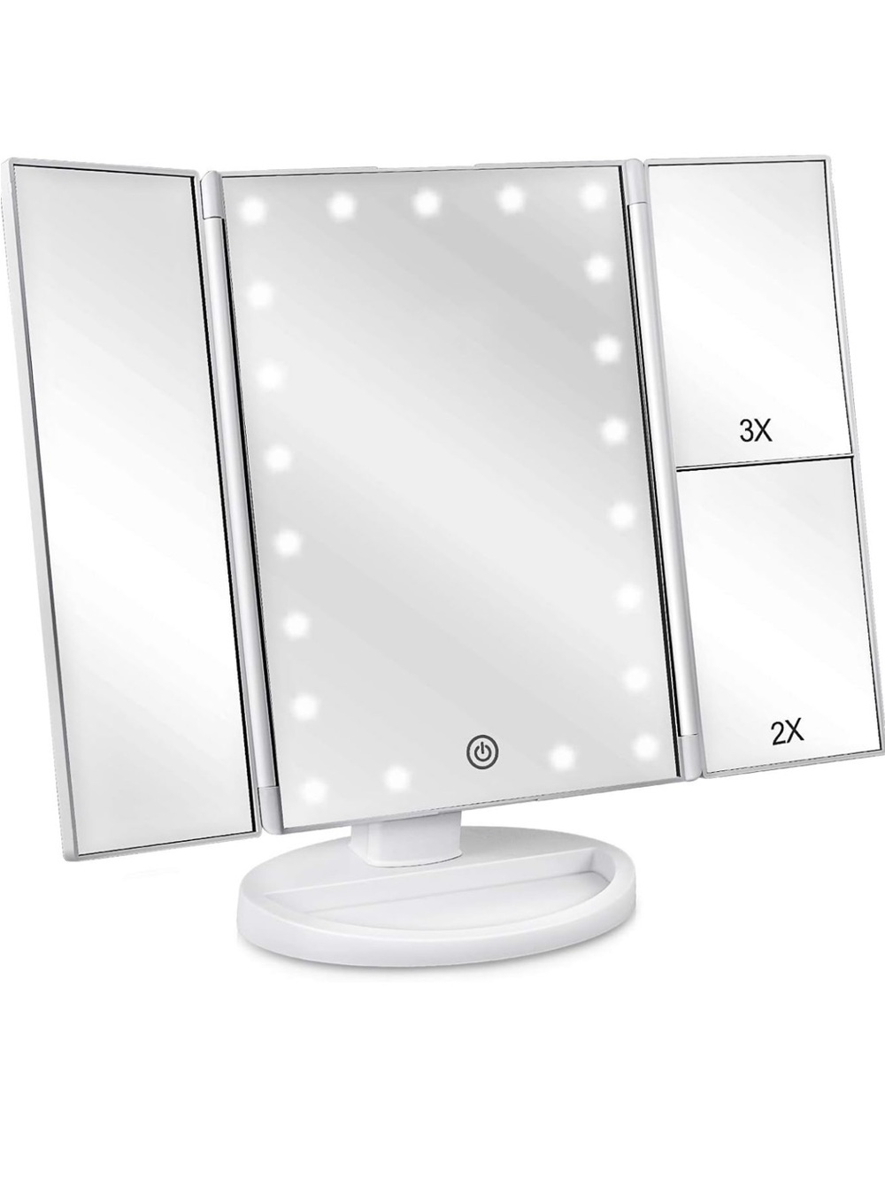 deweisn Dresser Mount Tri-Fold Lighted Vanity Mirror with 21 LED Lights